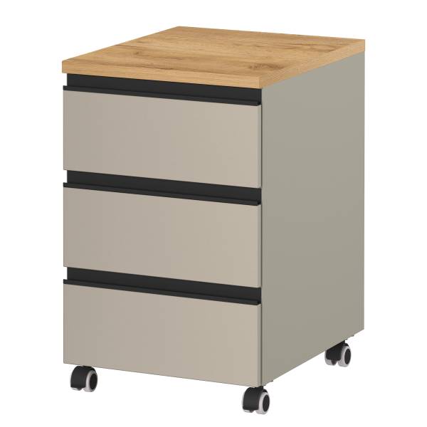 Cassettiera Deltona Grigio pietra / Effetto rovere