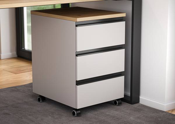 Cassettiera Deltona Grigio pietra / Effetto rovere