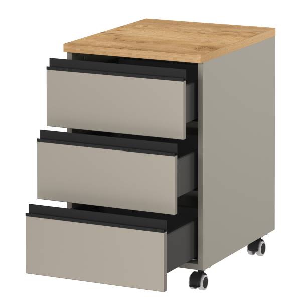Cassettiera Deltona Grigio pietra / Effetto rovere