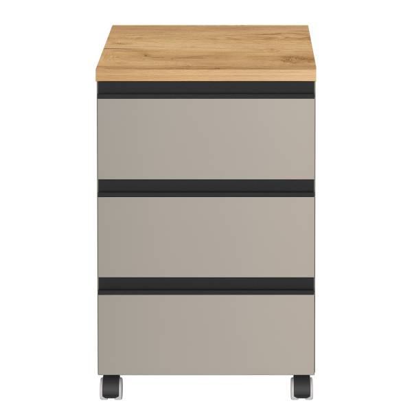 Cassettiera Deltona Grigio pietra / Effetto rovere