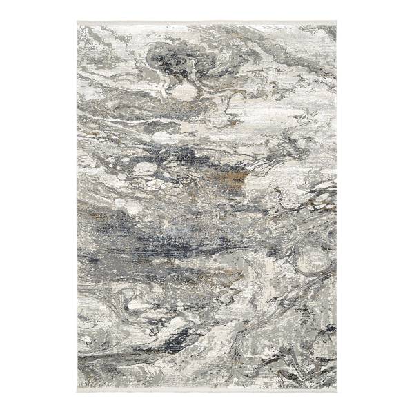Tappeto a pelo corto Auroras Marmorea Viscosa / Poliacrilico - Grigio / oro - 67 x 130 cm