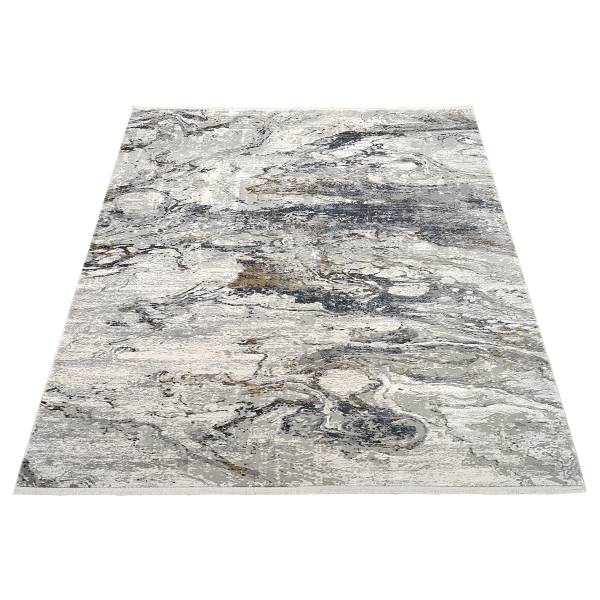 Tappeto a pelo corto Auroras Marmorea Viscosa / Poliacrilico - Grigio / oro - 67 x 130 cm