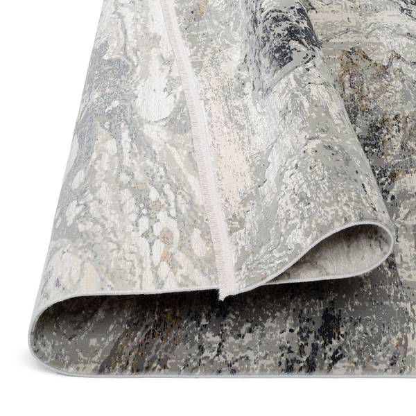 Tappeto a pelo corto Auroras Marmorea Viscosa / Poliacrilico - Grigio / oro - 67 x 130 cm