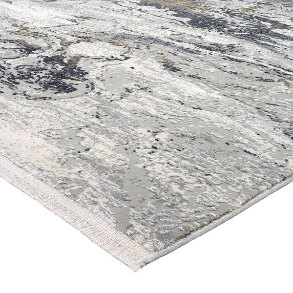 Tappeto a pelo corto Auroras Marmorea Viscosa / Poliacrilico - Grigio / oro - 67 x 130 cm