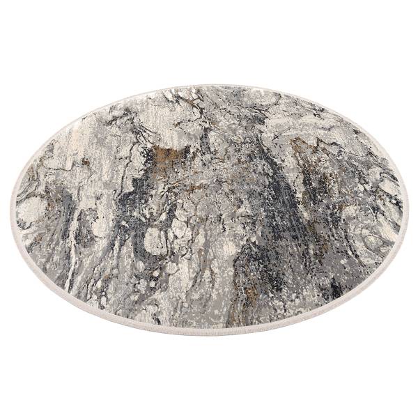 Tapis poils courts Auroras Marmorea rond Viscose / Polyacrylique - Gris / Doré - Diamètre : 200 cm