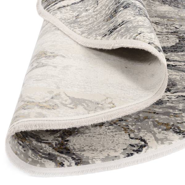 Tapis poils courts Auroras Marmorea rond Viscose / Polyacrylique - Gris / Doré - Diamètre : 200 cm