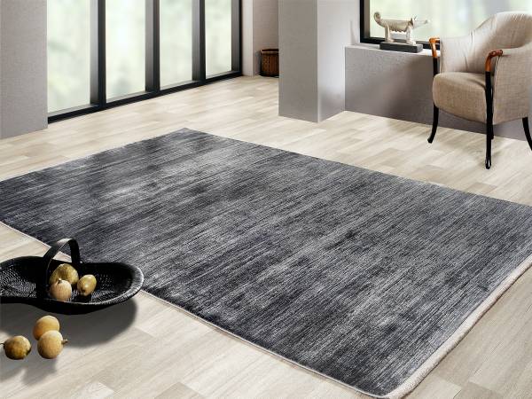 Tappeto a pelo corto Auroras Mono Viscosa / Poliacrilico - Grigio scuro - 67 x 130 cm
