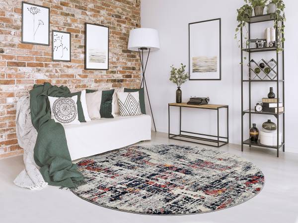 Kurzflorteppich Meteora Sphere rund Polypropylen / Polyester - Mehrfarbig - Durchmesser: 240 cm