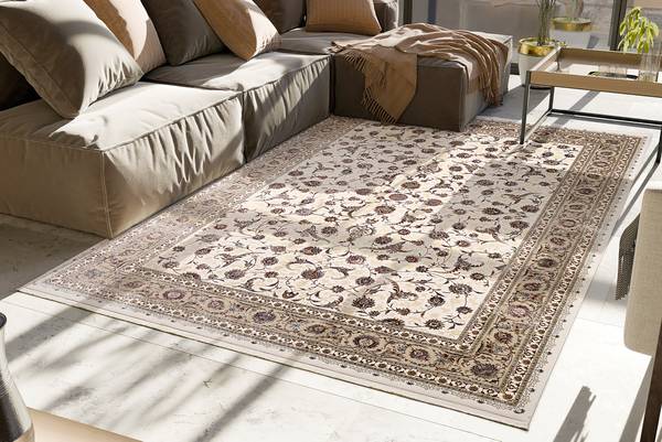 Kurzflorteppich Trama Isfahan Polyacryl / Modal - Beige / Creme - 120 x 180 cm