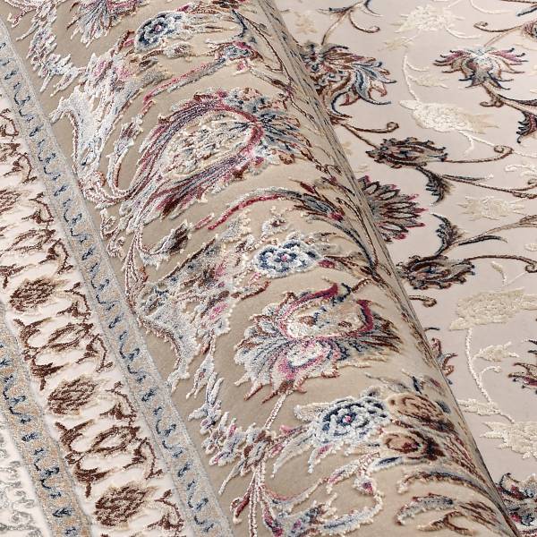 Kurzflorteppich Trama Isfahan Polyacryl / Modal - Beige / Creme - 120 x 180 cm
