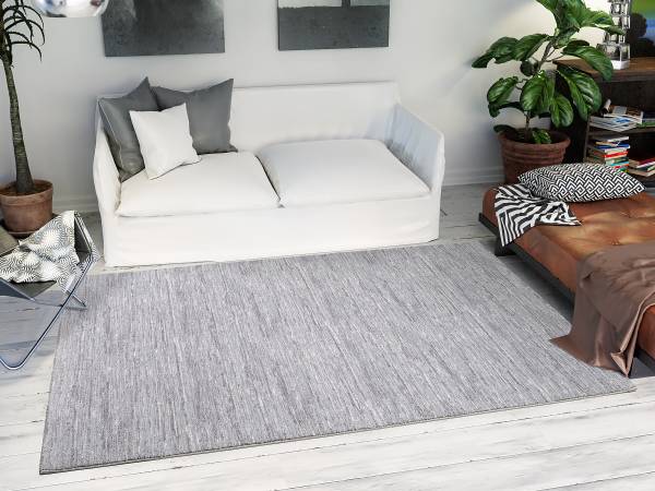 Kurzflorteppich Casella Mono Polyester - Grau - 80 x 150 cm