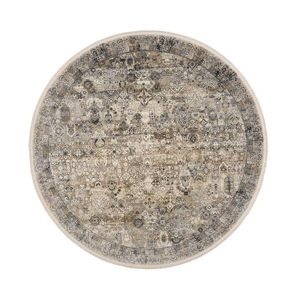 Tappeto Auroras Squisito rotondo Viscosa / Poliacrilico - Grigio / Dorato - Diametro: 200 cm