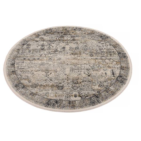 Tappeto Auroras Squisito rotondo Viscosa / Poliacrilico - Grigio / Dorato - Diametro: 200 cm