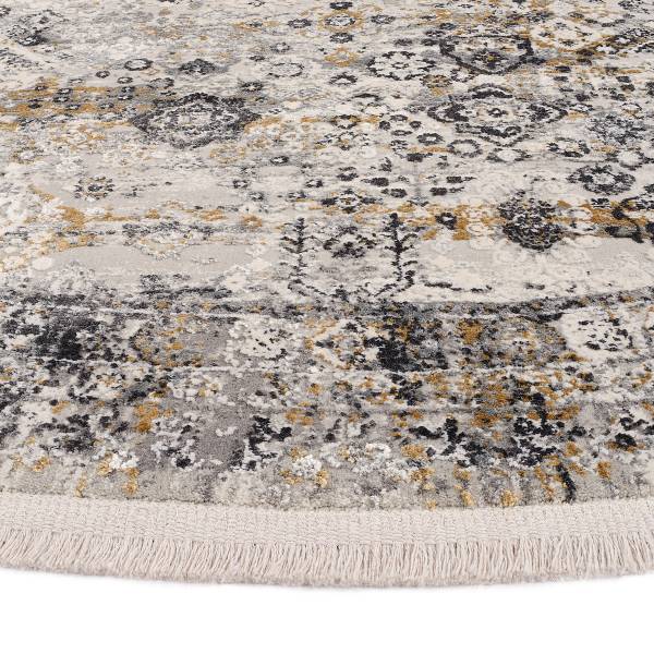 Tappeto Auroras Squisito rotondo Viscosa / Poliacrilico - Grigio / Dorato - Diametro: 200 cm