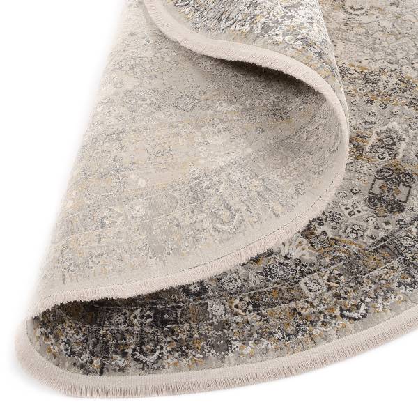 Tappeto Auroras Squisito rotondo Viscosa / Poliacrilico - Grigio / Dorato - Diametro: 200 cm