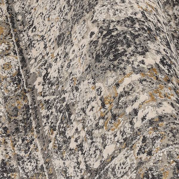 Tappeto Auroras Squisito rotondo Viscosa / Poliacrilico - Grigio / Dorato - Diametro: 200 cm