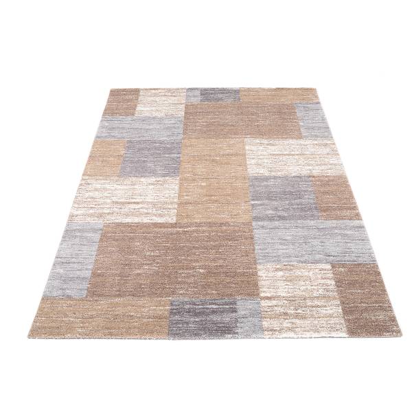 Tappeto a pelo corto Casella Quadro Poliestere - Marrone / Blu - 140 x 200 cm