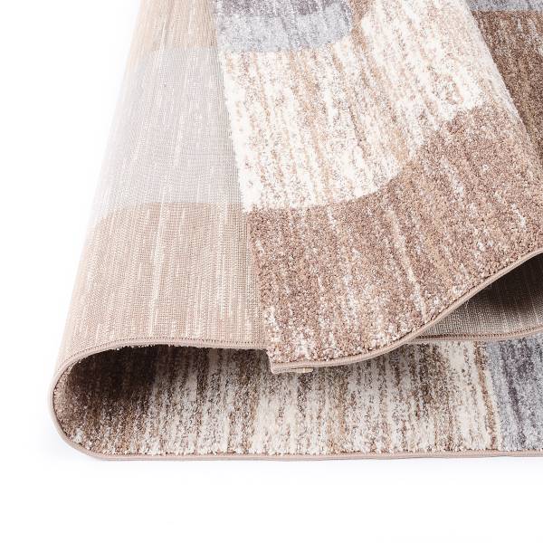 Tappeto a pelo corto Casella Quadro Poliestere - Marrone / Blu - 140 x 200 cm