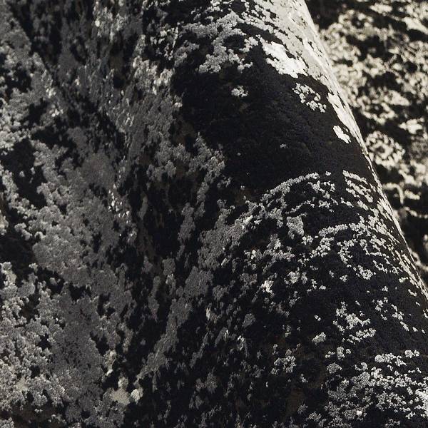 Laagpolig vloerkleed Noir Precision rond viscose/polyacryl - zwart/grijs - Diameter: 240 cm