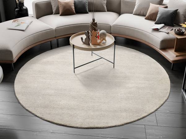 Tappeto di lana Traditio Berberi rotondo lana vergine - Beige / Grigio chiaro - Diametro: 200 cm