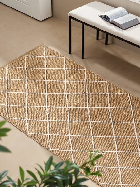 Jute-Läufer Kunu Baumwolle / Jute - Braun / Weiß