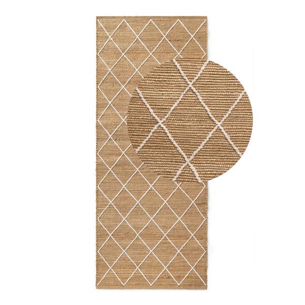 Jute-Läufer Kunu Baumwolle / Jute - Braun / Weiß