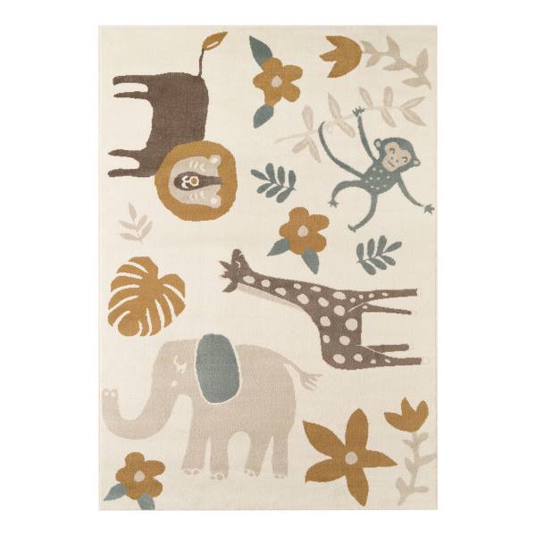 Kinderteppich Animal Safari Polypropylen / Jute - Creme - 160 x 235 cm