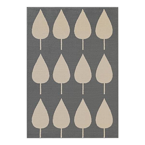 Kinderkleed Lovely Leaves polypropeen/jute - blauw/beige - 120 x 170 cm
