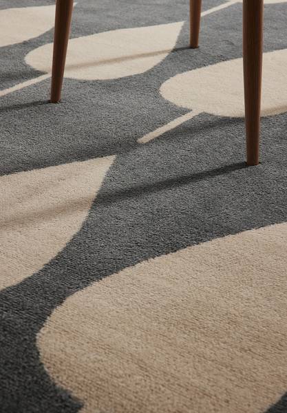 Kinderkleed Lovely Leaves polypropeen/jute - blauw/beige - 120 x 170 cm