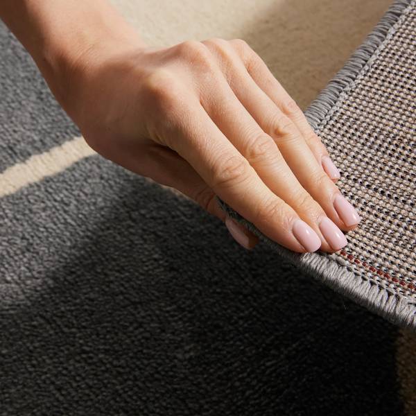 Kinderkleed Lovely Leaves polypropeen/jute - blauw/beige - 120 x 170 cm