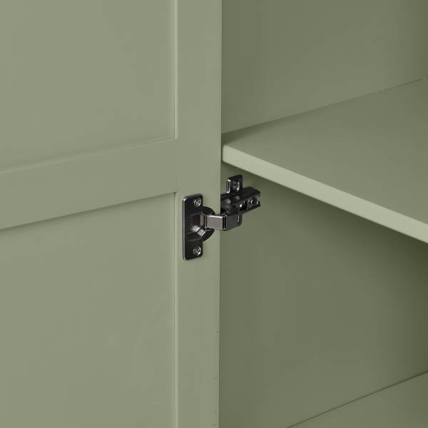 Credenza con scomparti aperti BELLERIA Pino massello / Paglia di Vienna - verde oliva chiaro