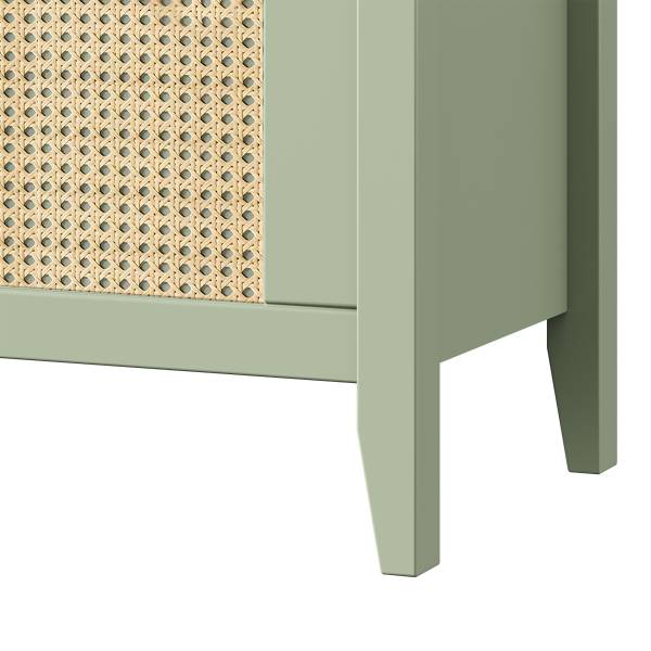 Kisttafel BELLERIA massief grenenhout/Weens vlechtwerk - licht olijfgroen