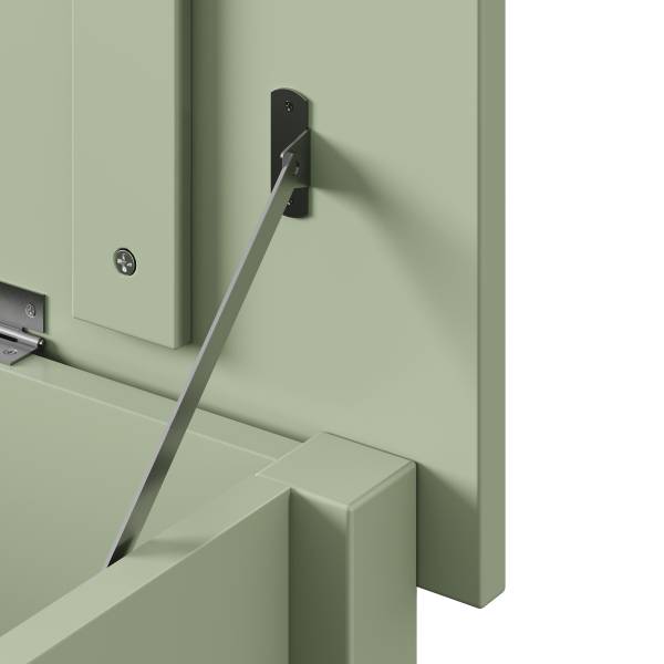 Kisttafel BELLERIA massief grenenhout/Weens vlechtwerk - licht olijfgroen
