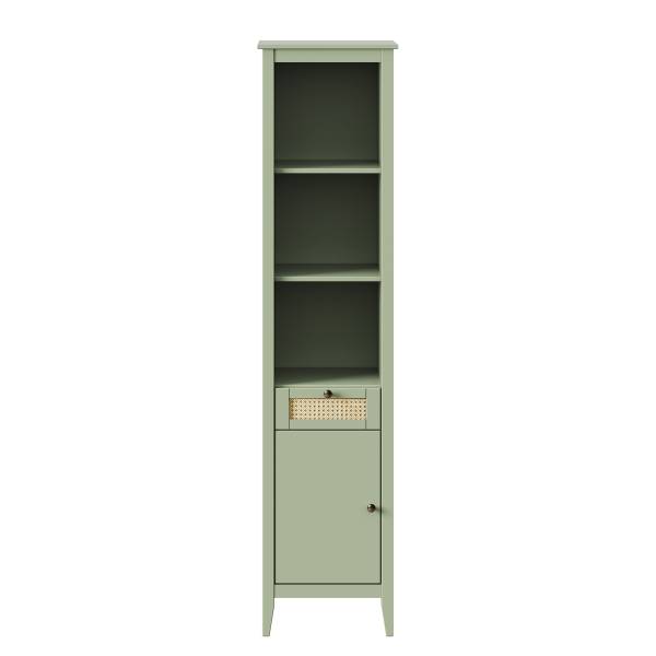 Regal BELLERIA Kiefer massiv / Wiener Geflecht - Helles Olivgrün