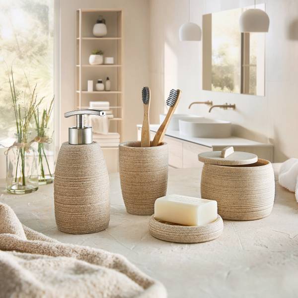 Seifenschale Sand Beige - Braun - Polyresin - 10 x 2 x 10 cm