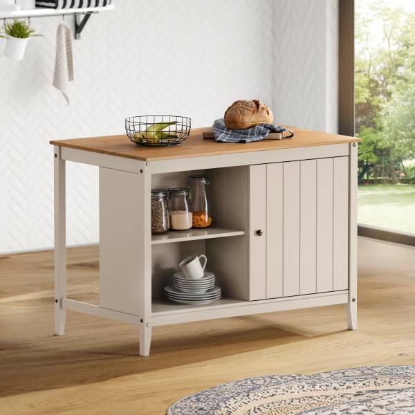 Isola da cucina con anta Belleria legno massello - Beige