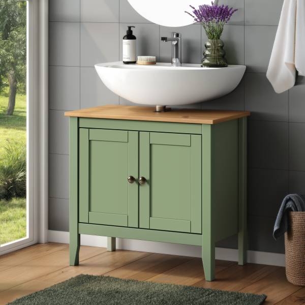 Waschbeckenunterschrank Belleria Typ B Massivholz - Grün