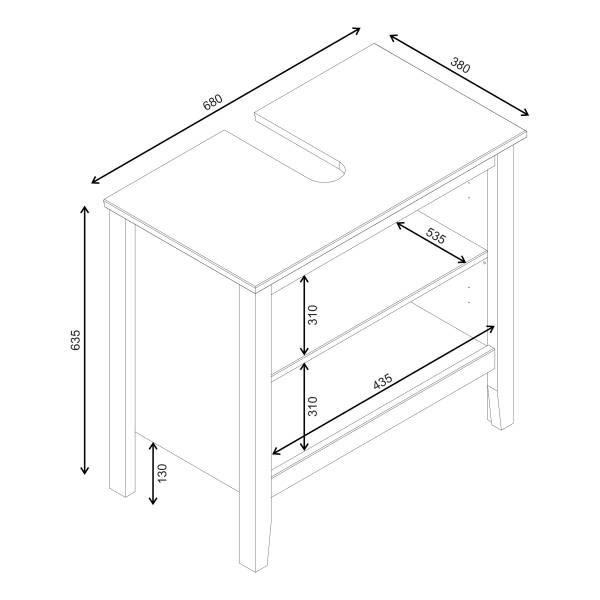 Waschbeckenunterschrank Belleria Typ B Massivholz - Grün