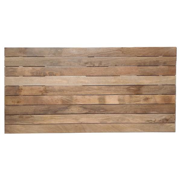 Houten eettafel Solou U-vorm massief mangohout/staal - 200 x 100 cm - zilver