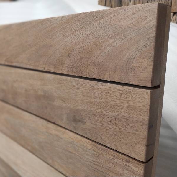 Houten eettafel Solou U-vorm massief mangohout/staal - 200 x 100 cm - zilver