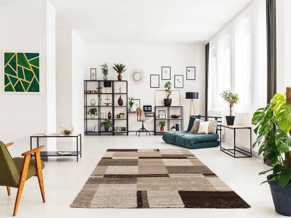 Tappeto a pelo corto Orbitusia Box Polipropilene - Beige / Grigio - 65 x 130 cm