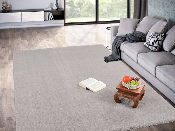 Tappeto a pelo lungo Plushia Uni poliestere - Grigio - 140 x 200 cm