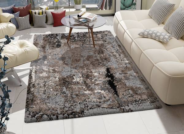 Tappeto a pelo corto Echo Stream tessuto misto - Grigio-marrone - 65 x 130 cm