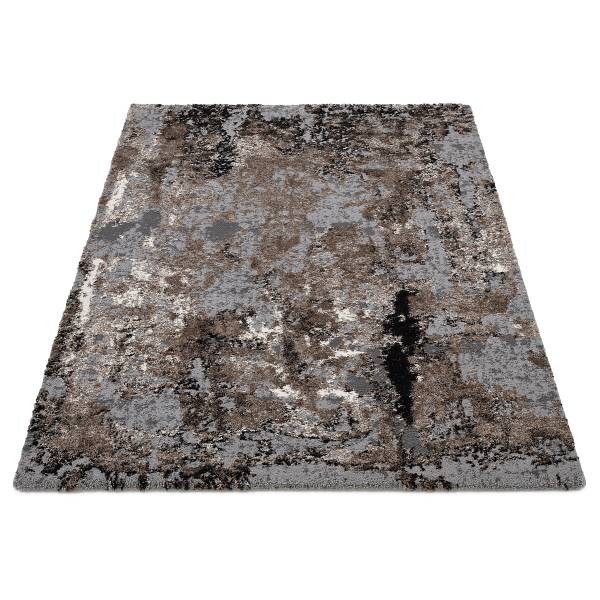 Tappeto a pelo corto Echo Stream tessuto misto - Grigio-marrone - 65 x 130 cm