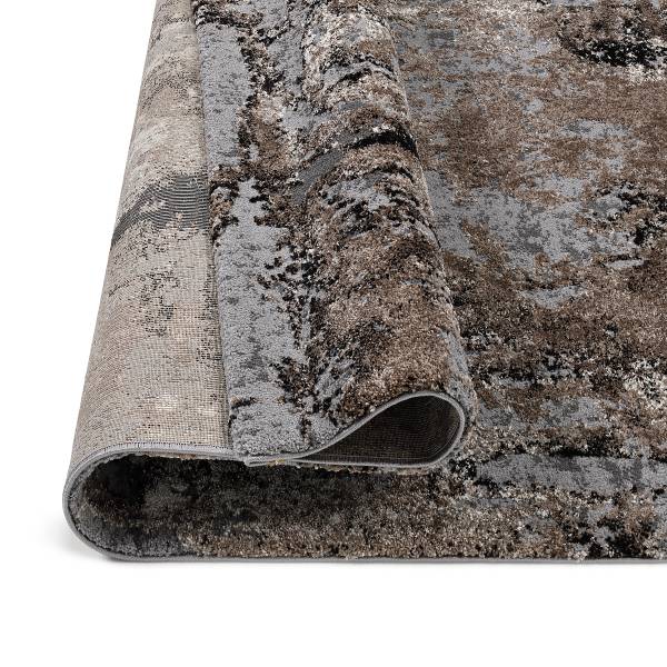 Tappeto a pelo corto Echo Stream tessuto misto - Grigio-marrone - 65 x 130 cm