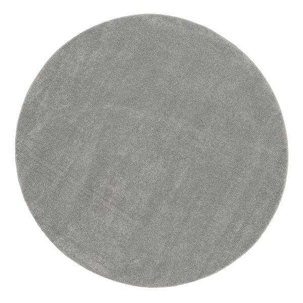 Kurzflorteppich Moss Mono rund Polypropylen - Dunkelgrau - Durchmesser: 200 cm