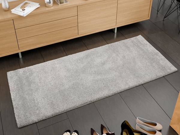 Tapis de couloir Moss Mono Polypropylène - Gris - 80 x 300 cm
