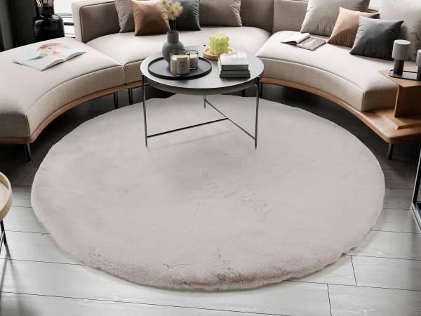 Kunstfellteppich Lavabile Soft rund Polyester - Cappuccino - Durchmesser: 120 cm