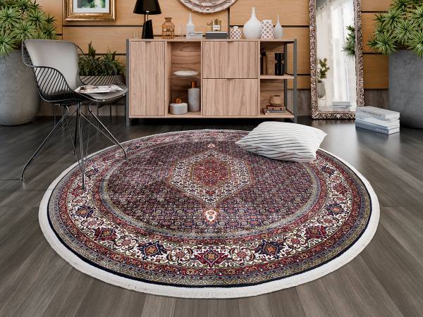 Tappeto Caravansary rotondo Viscosa - Rosso / Blu - Diametro: 200 cm
