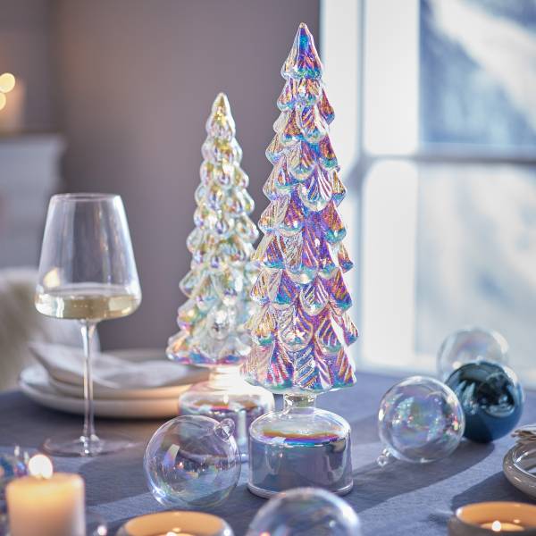LED-Tanne XMAS rotierend Glas - Transparent - Höhe: 34 cm